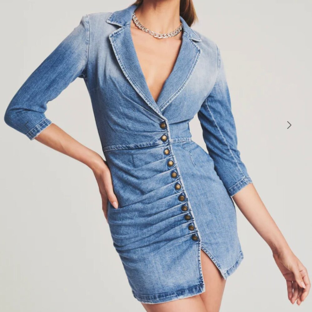 Retrofete Denim Willa Dress in Light Blue Stone